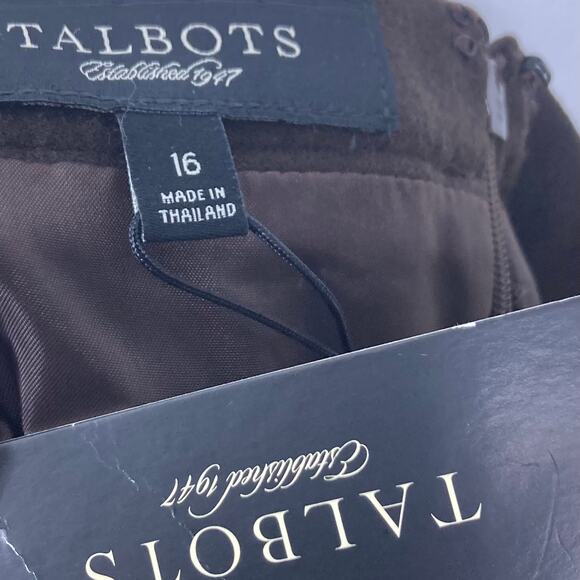 NWT TALBOTS Skirt 16 Wool Tweed Boucle Speckles Brown-Cream Slit Zip Lined Knee - Picture 3 of 7